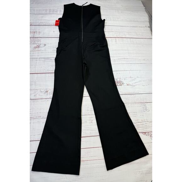 Spanx The Perfect Sleeveless Jumpsuit Women's Size L Black Ponte Flare NWT - Picture 2 of 9